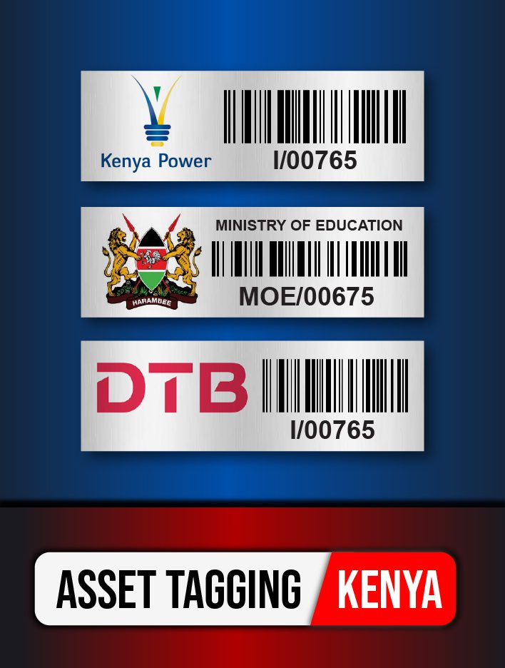 barcode asset tags with acetone activated adhesive in Kenya